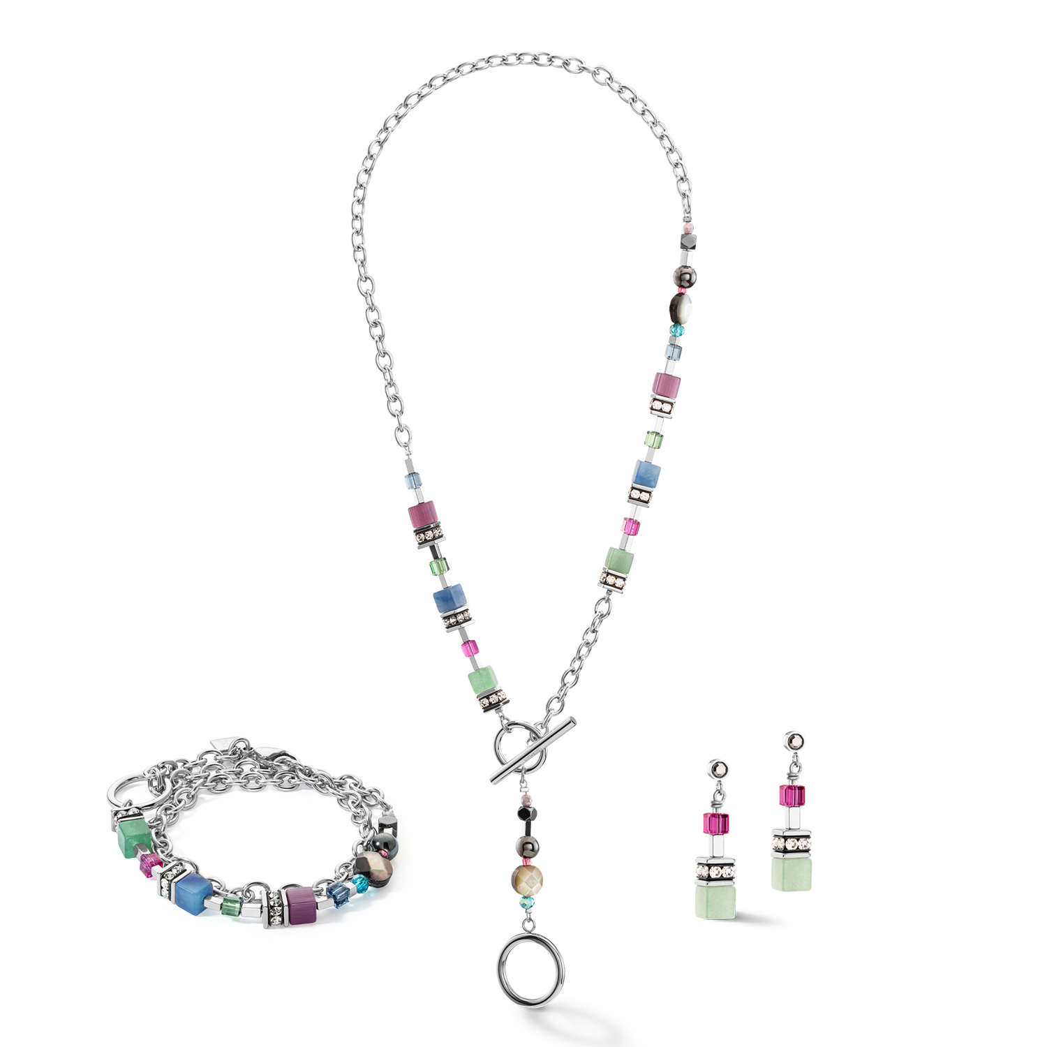 coeur-de-lion-geocube-fusion-ohrringe-multicolor-gemstone-silber image 3