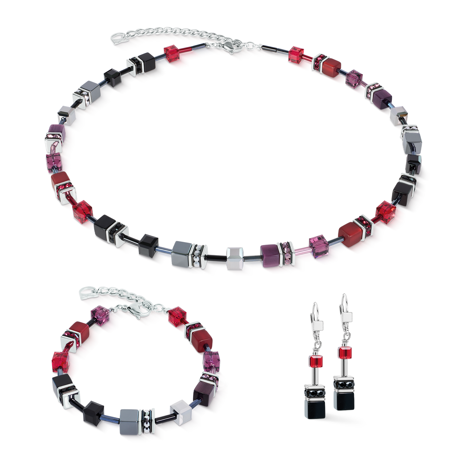 coeur-de-lion-geocube-iconic-armband-ruby-noir-silber image 3