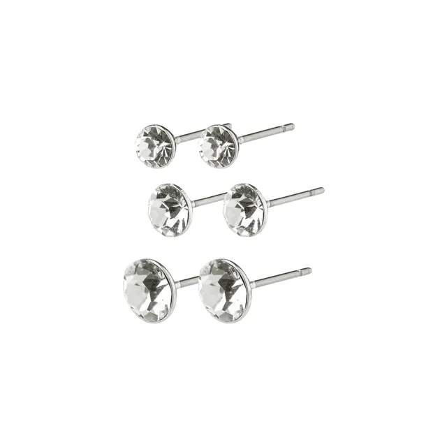 pilgrim-millie-kristall-ohrstecker-3-in-1-set-versilbert image 1