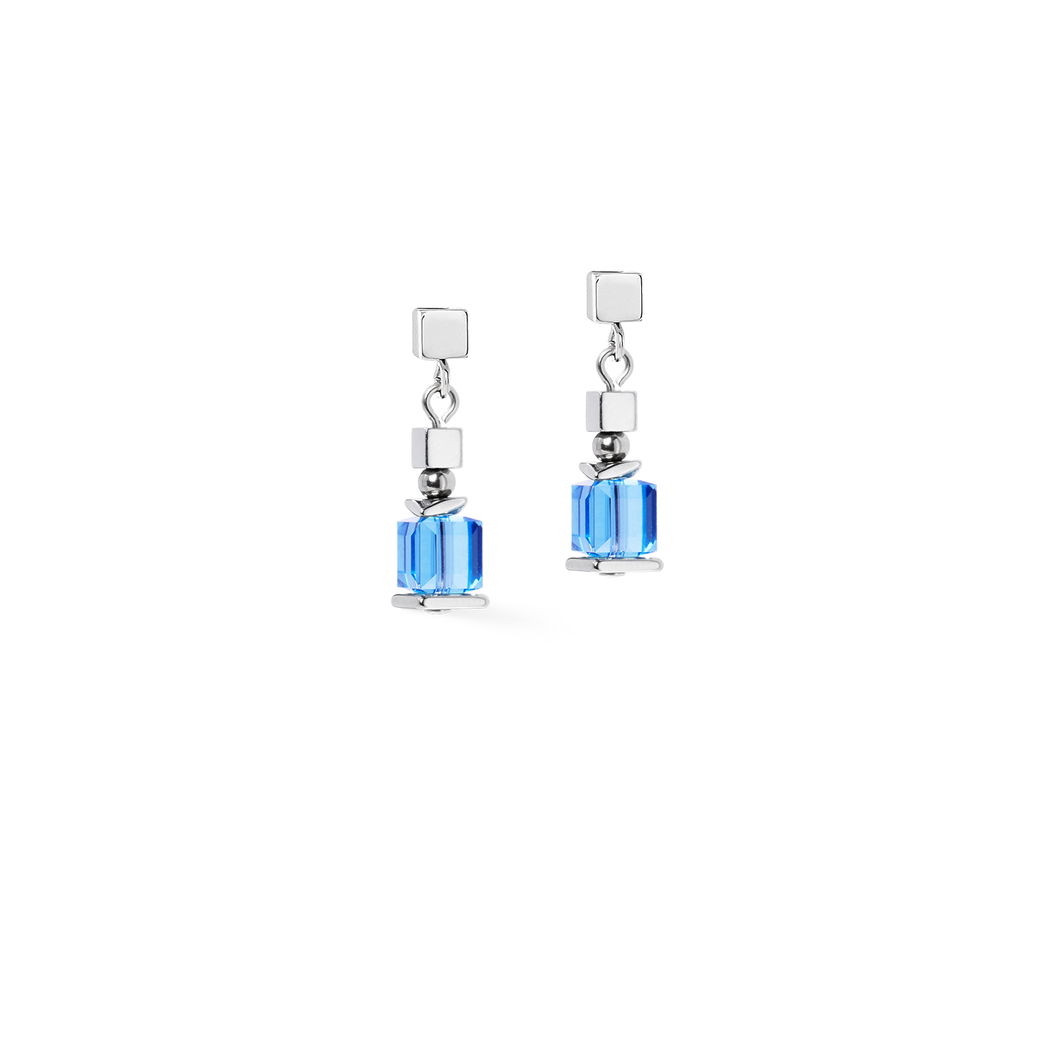 coeur-de-lion-ohrringe-sparkling-cubes-fusion-chain-silber-blau image 1