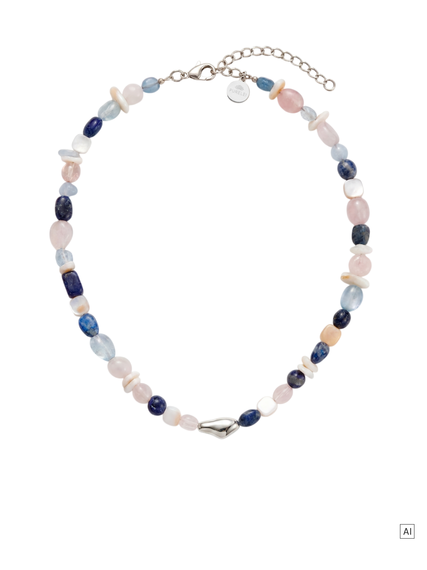 purelei-island-spirit-kette-mit-naturstein-aquamarin-perlmutt-lapislazuli-und-ro image 3