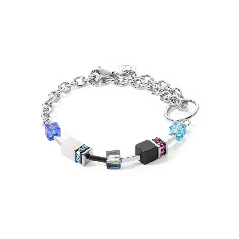 coeur-de-lion-geocube-iconic-precious-chain-armband-silber-multicolor image 1
