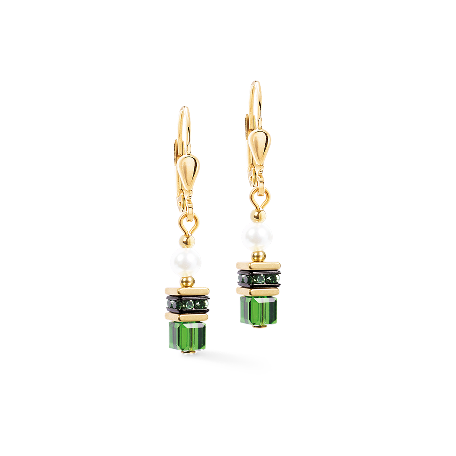 coeur-de-lion-ohrh-nger-sparkling-princess-gold-emerald image 2