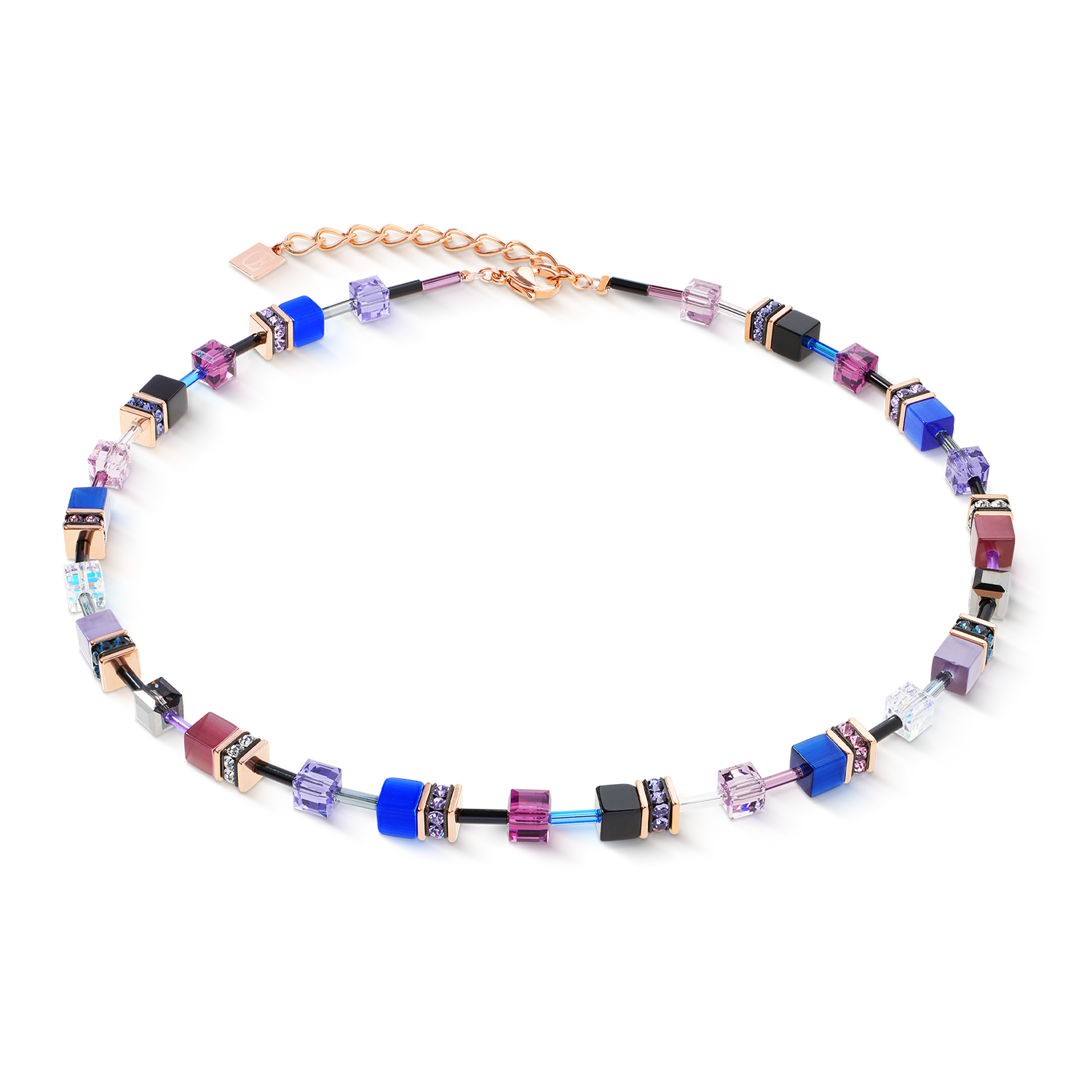 coeur-de-lion-geocube-iconic-halskette-blue-moon-ros-gold-blau-lila-mit-kristall image 1
