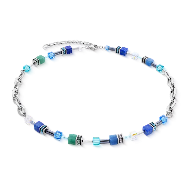 coeur-de-lion-geocube-chunky-chain-halskette-silber-blau-45-5-cm image 1