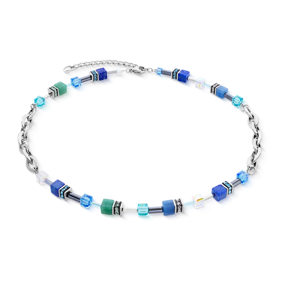 coeur-de-lion-geocube-chunky-chain-halskette-silber-blau-45-5-cm image 1