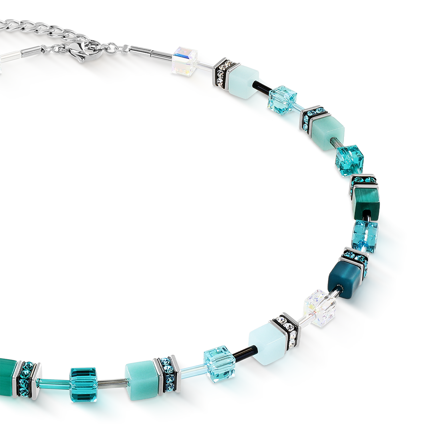 coeur-de-lion-geocube-iconic-halskette-teal-silber image 2