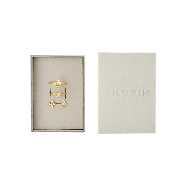 pilgrim-sanine-geschenkset-4-teilig-vergoldet-ringe-ohrstecker image 1