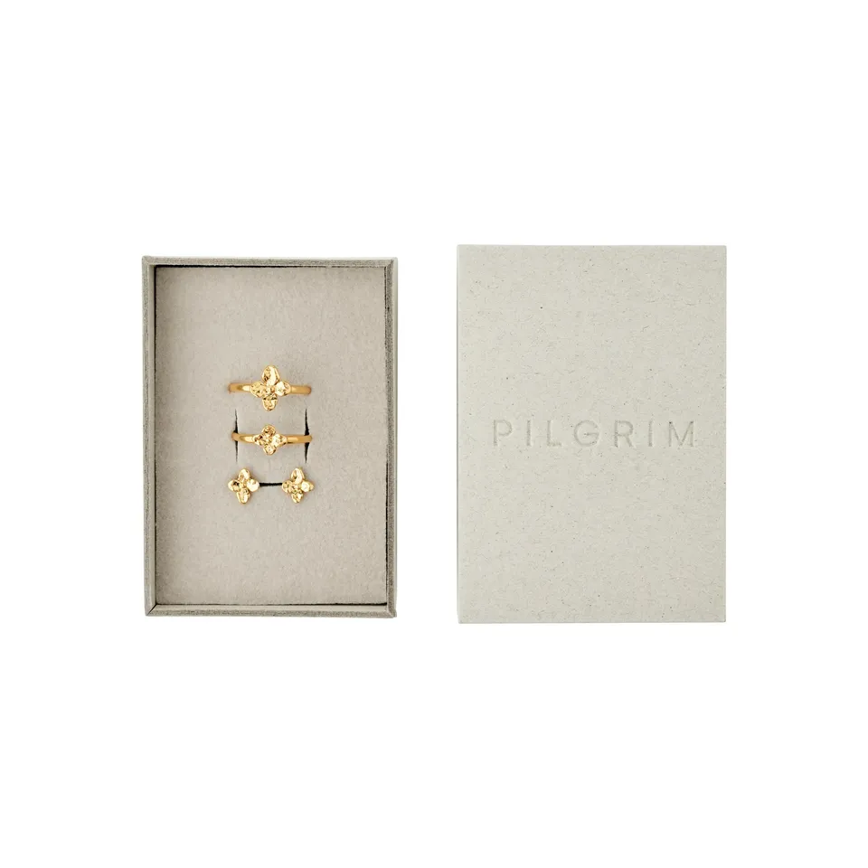 pilgrim-sanine-geschenkset-4-teilig-vergoldet-ringe-ohrstecker image 1