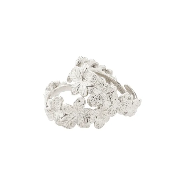 pilgrim-charmaine-ring-set-2-in-1-versilbert-blumen-verstellbar image 1