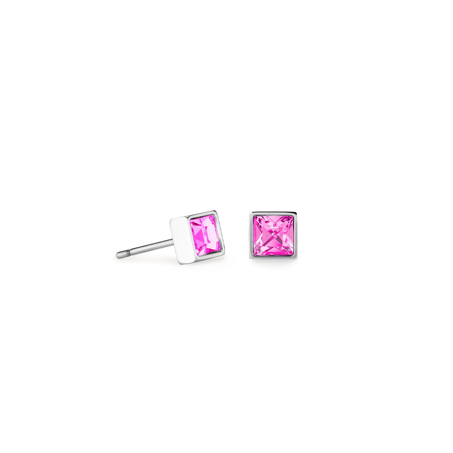 coeur-de-lion-brilliant-square-small-ohrringe-silber-rosa image 1
