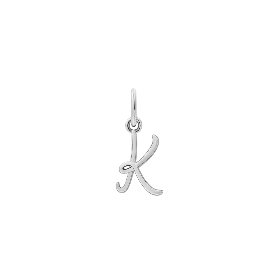 xenox-k-letter-italic-charm-925er-sterlingsilber-rhodiniert image 1