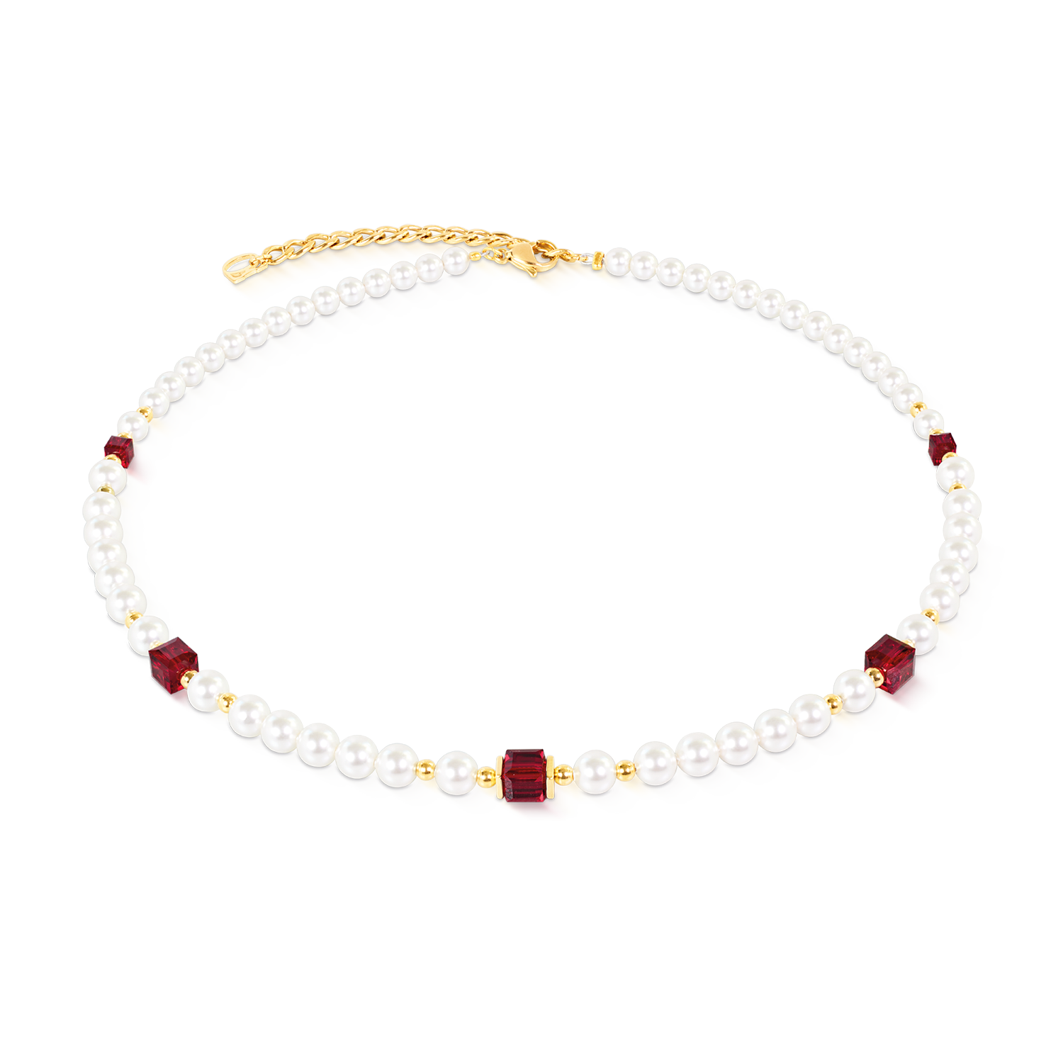 coeur-de-lion-cocktail-pearls-halskette-ruby-rot-gold-42cm-6cm image 1