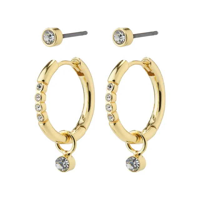 pilgrim-elna-ohrring-set-2-in-1-goldplattiert-ohrstecker-creolen-mit-kristall-an image 1