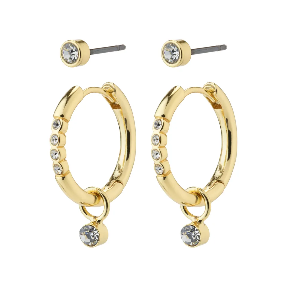 pilgrim-elna-ohrring-set-2-in-1-goldplattiert-ohrstecker-creolen-mit-kristall-an image 1