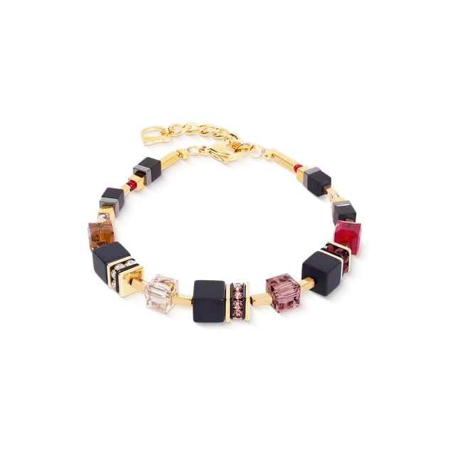 coeur-de-lion-geocube-precious-classic-armband-ruby-noir-19cm-gold image 1