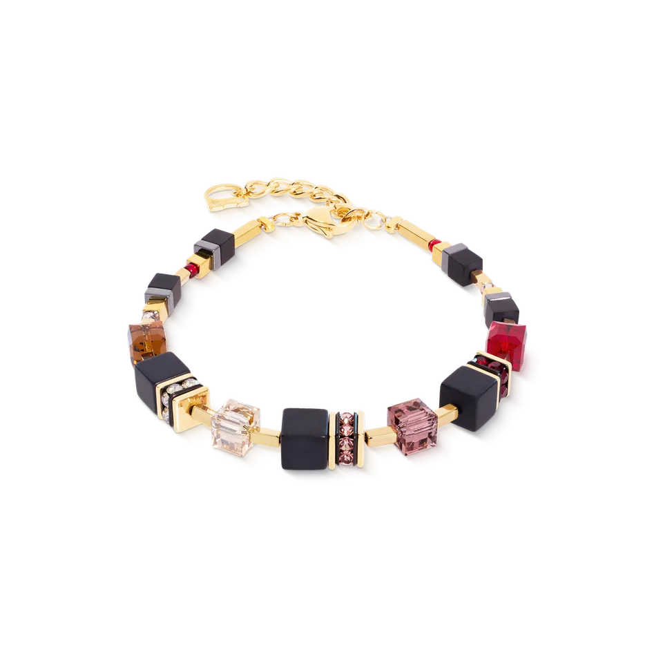 coeur-de-lion-geocube-precious-classic-armband-ruby-noir-19cm-gold image 1