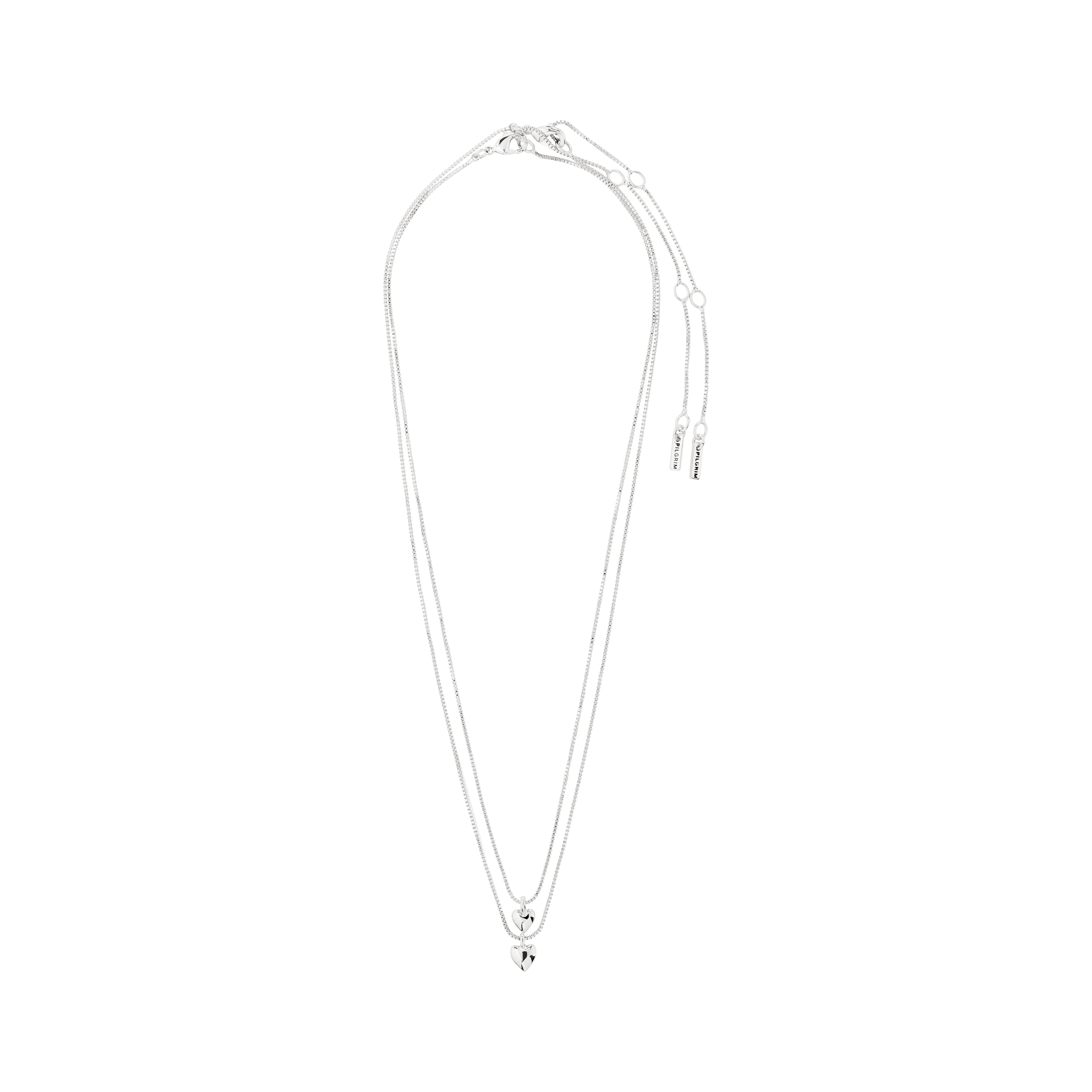 pilgrim-penina-geschenkset-versilbert-herz-halsketten-layering-set-ohrstecker image 7