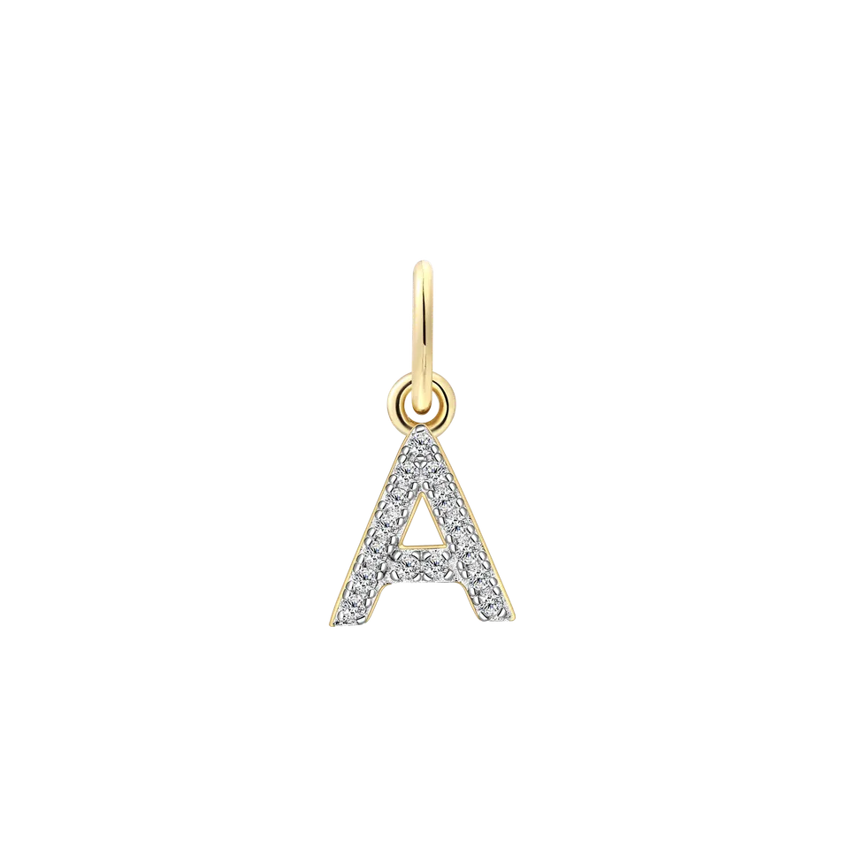 xenox-a-letter-charm-925-sterlingsilber-18k-vergoldet-mit-zirkonia image 1