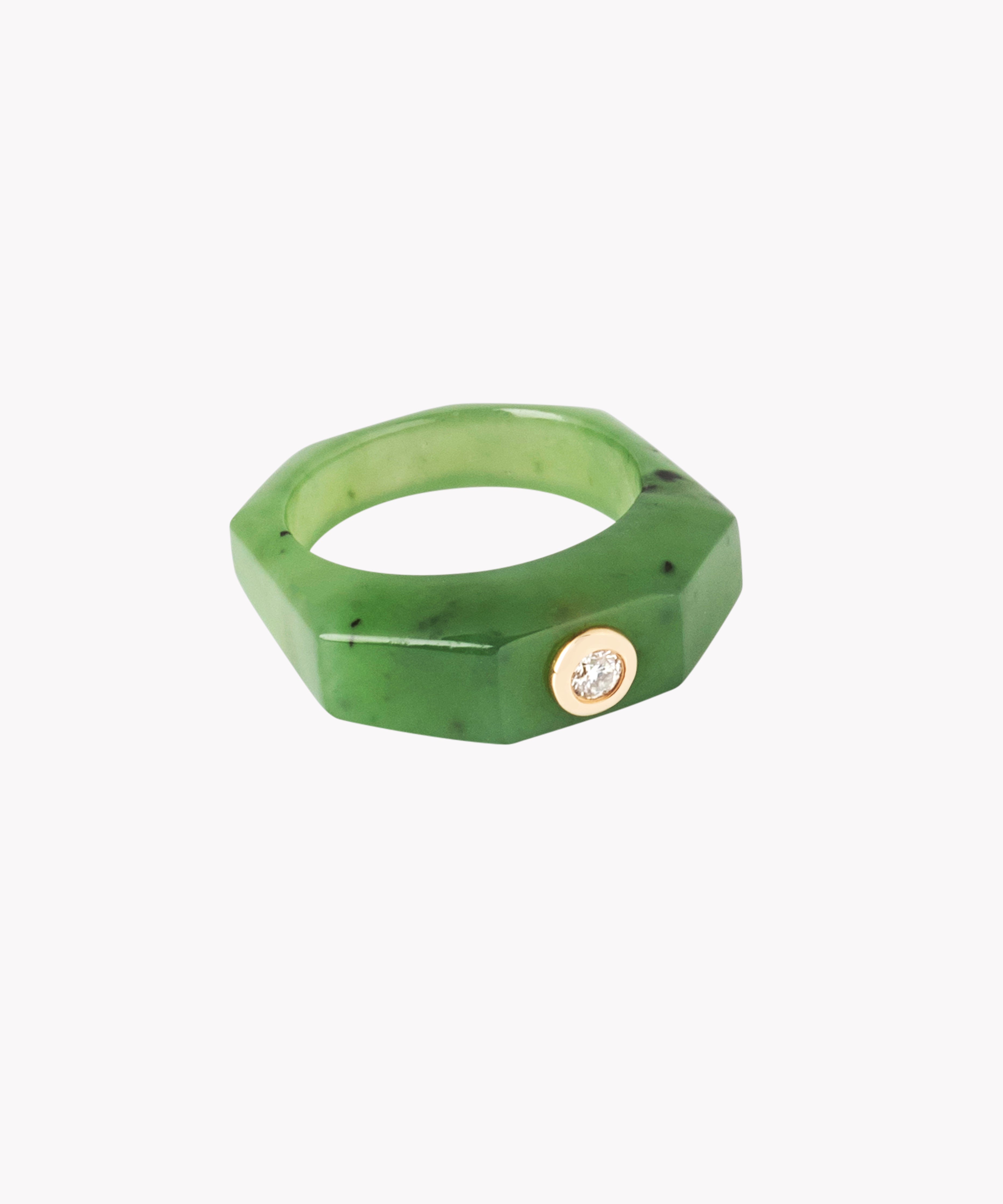 wald-berlin-shining-star-jade-ring-14k-gold-mit-diamant-gr-53 image 2