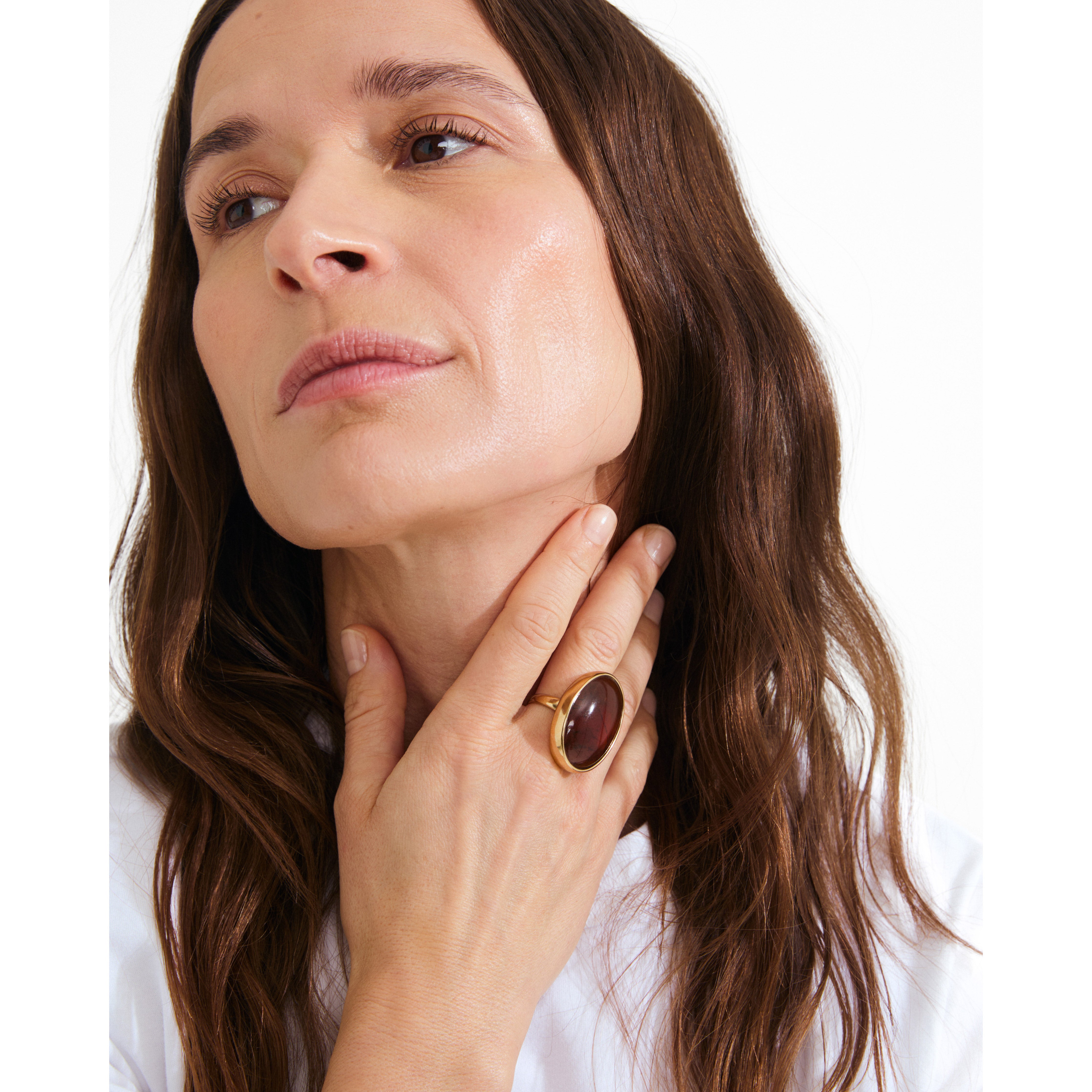 pilgrim-still-statement-ring-verstellbar-goldplattiert-braun image 2