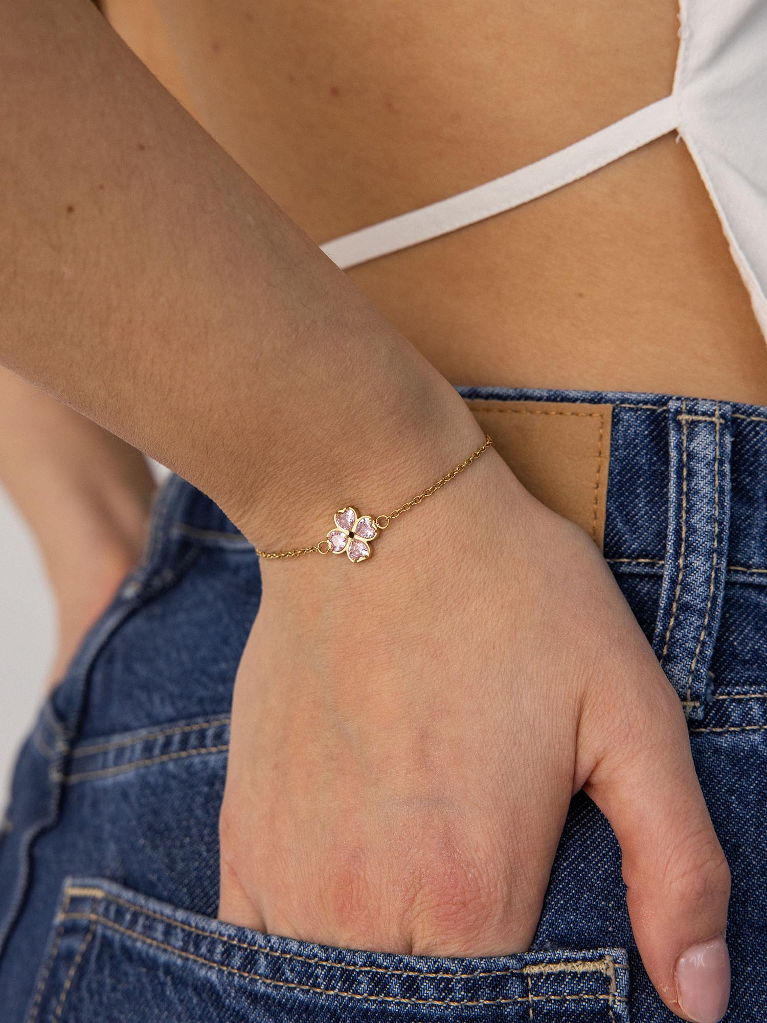purelei-cuore-ros-armband-ankerkette-mit-herz-kleeblatt-anh-nger image 3