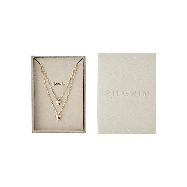 pilgrim-penina-geschenkset-2x-herz-halskette-ohrstecker-goldplattiert image 1