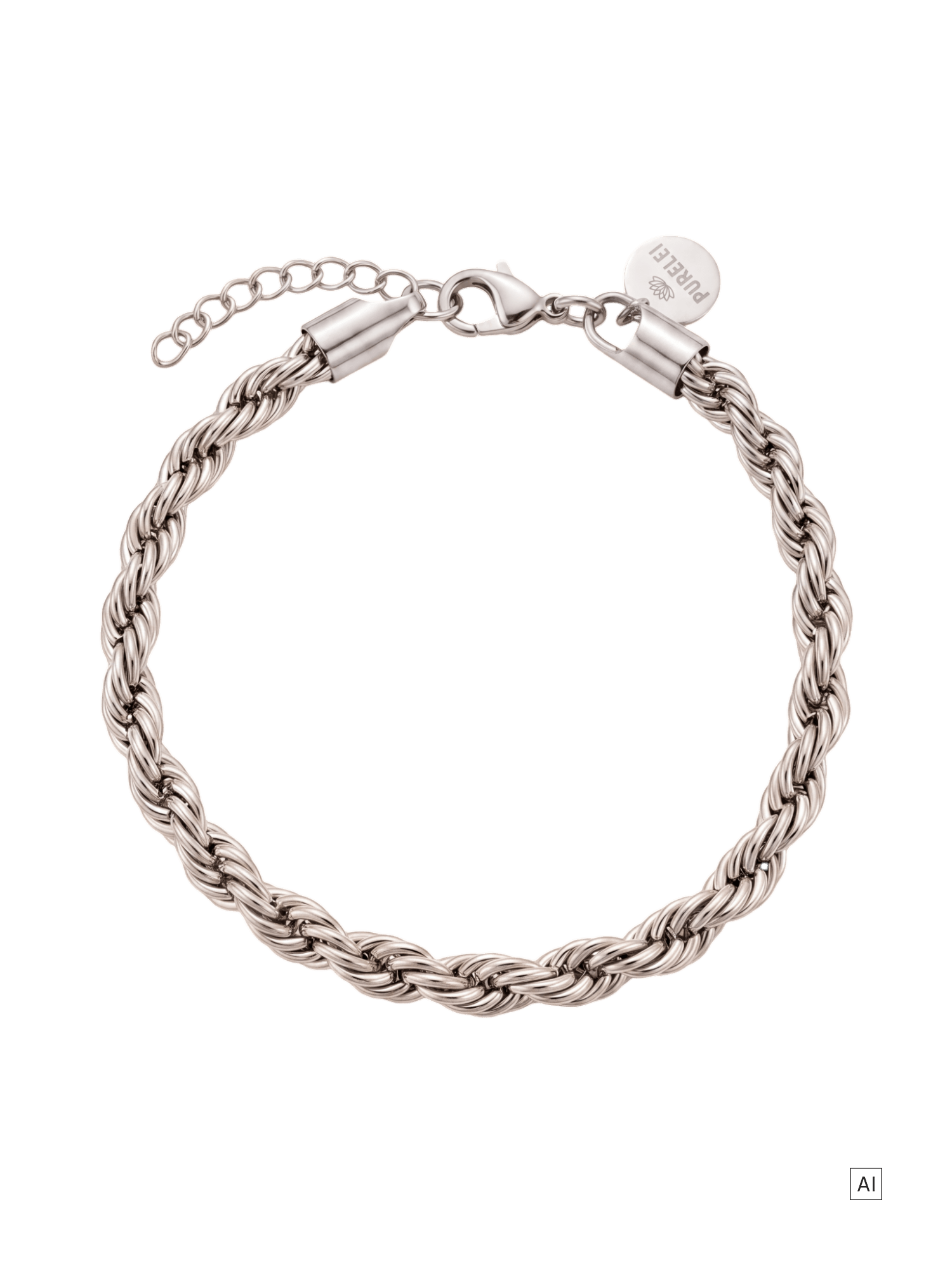 purelei-rope-armband-verstellbar-19-21-cm-vintage-kordelarmband-edelstahl image 3