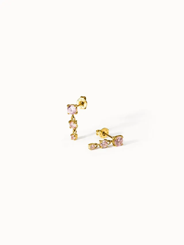 purelei-pink-glamour-ohrringe-pinke-zirkonia-ohrstecker-in-gold-silber-und-ros-g image 1