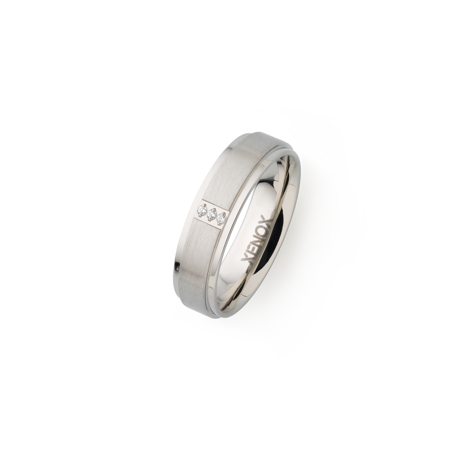 xenox-partnerring-aus-edelstahl-mit-3-zirkonia-steinen image 1