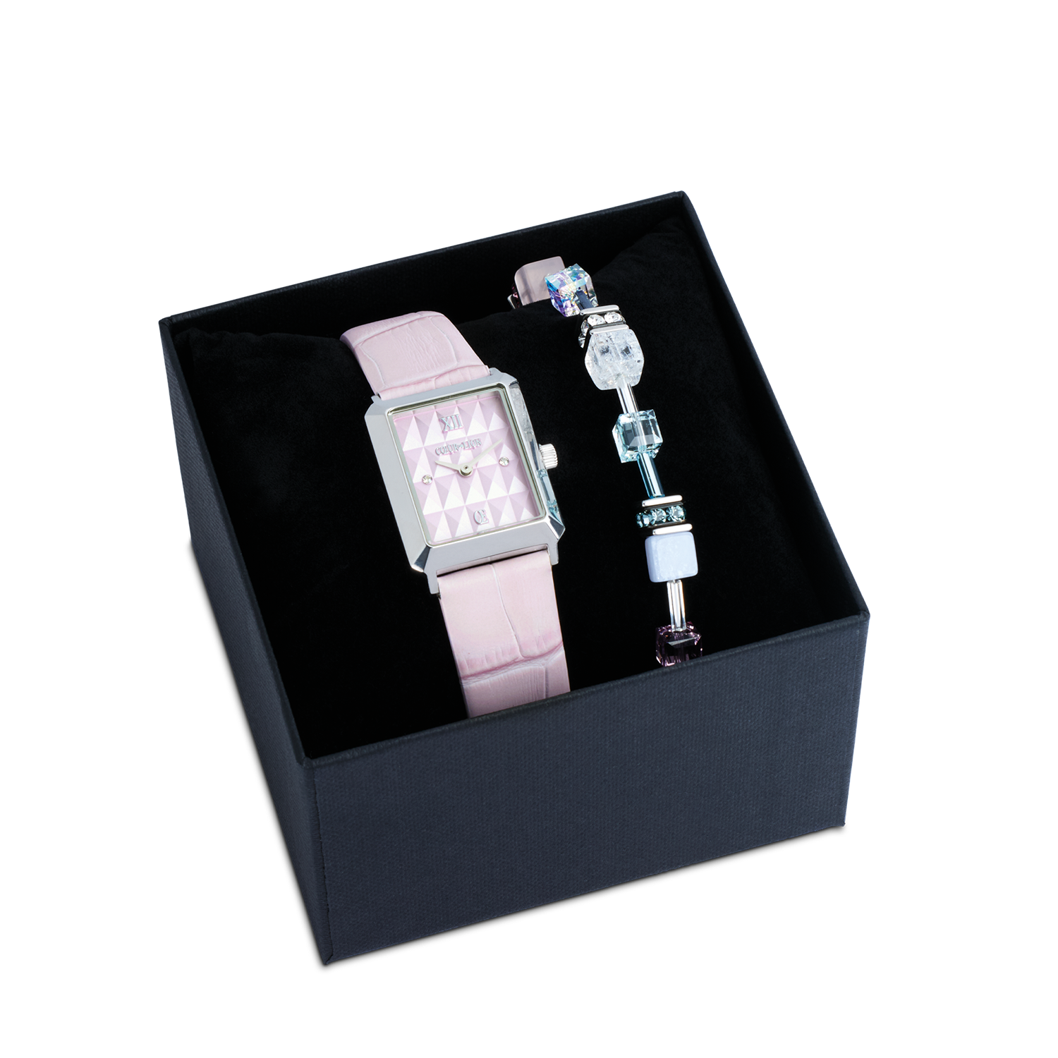 coeur-de-lion-geschenkset-iconic-spikes-uhr-ros-silber-geocube-precious-armband- image 1