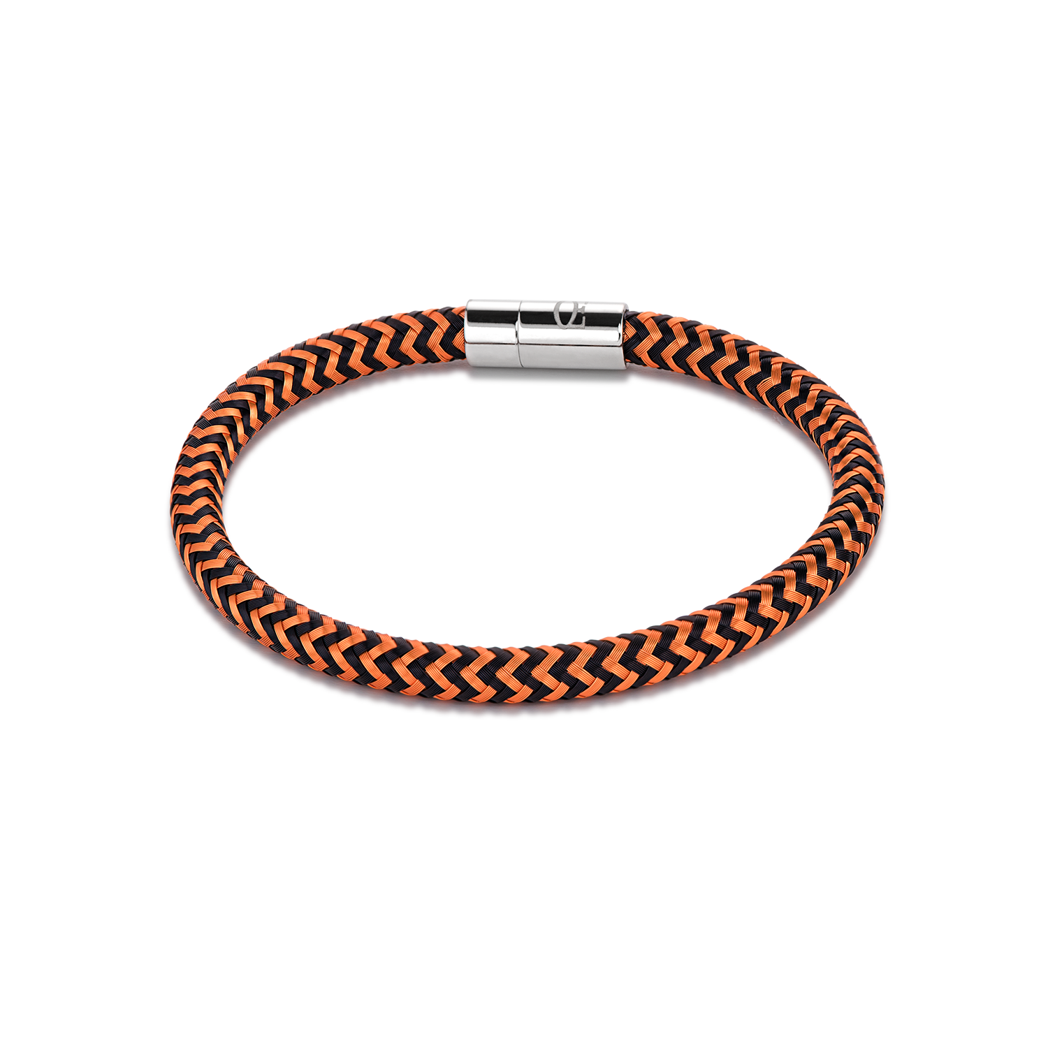 coeur-de-lion-armband-metall-geflochten-orange-schwarz-18-5-cm image 1
