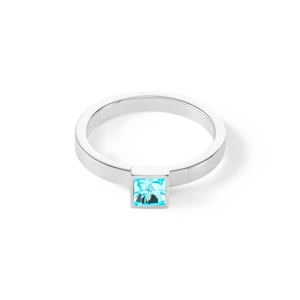 coeur-de-lion-brilliant-square-small-ring-silber-aqua image 1