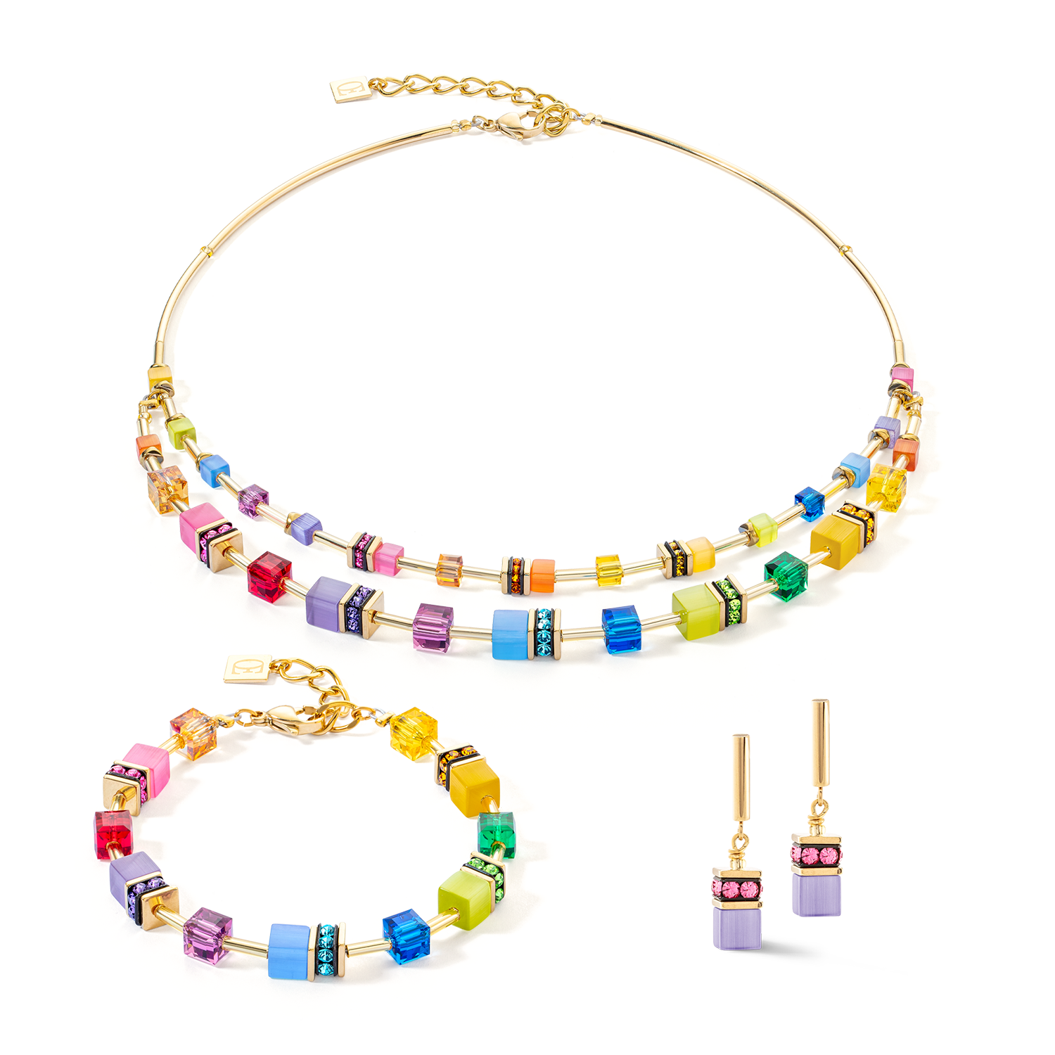 coeur-de-lion-geocube-iconic-layer-ohrringe-gold-rainbow image 3