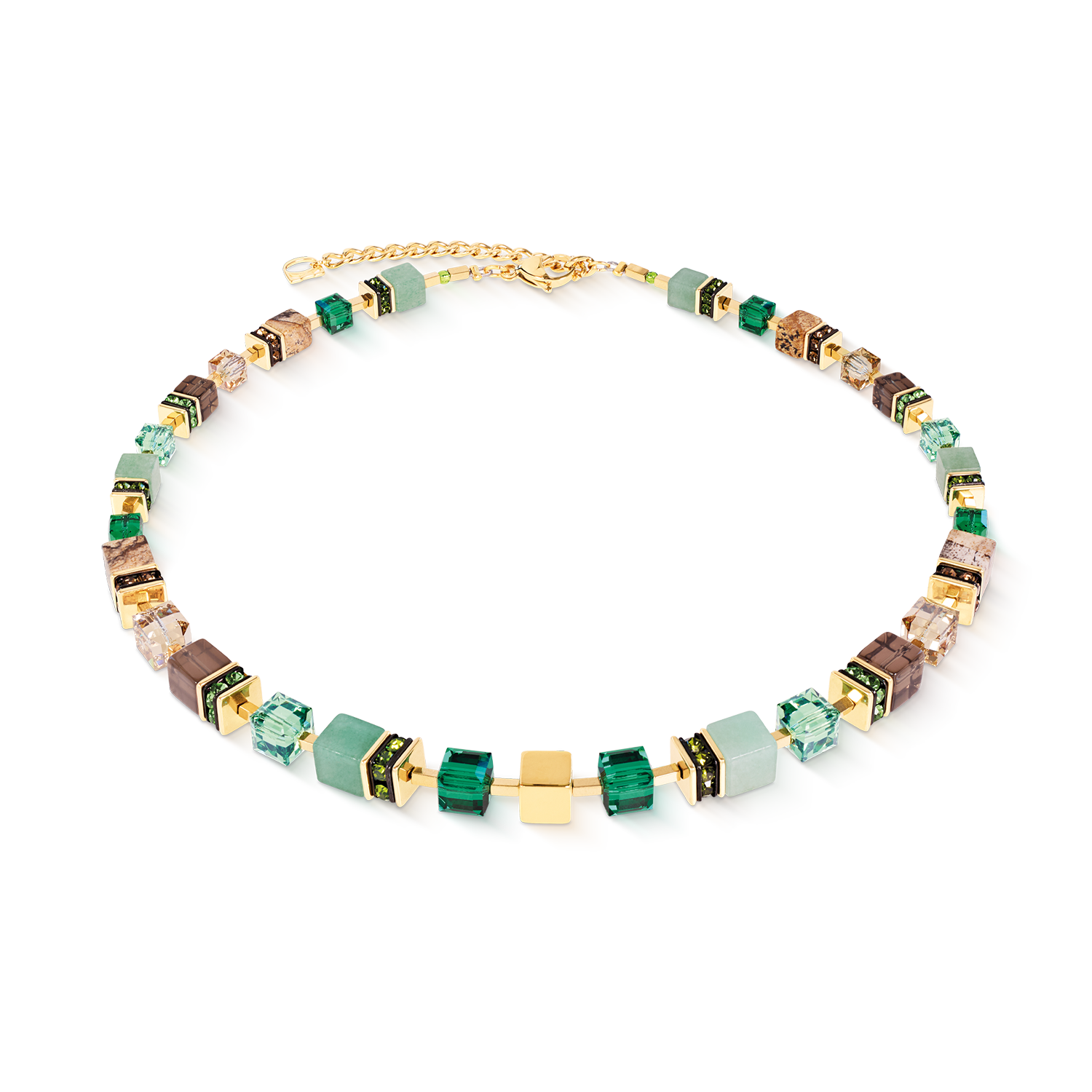 coeur-de-lion-geocube-precious-statement-halskette-emerald-garden-44-5-cm-gold image 1