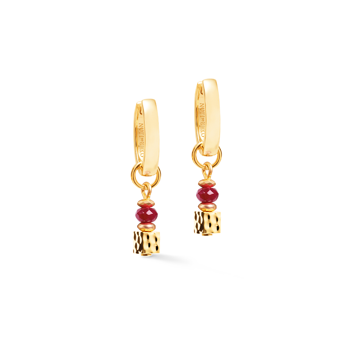 coeur-de-lion-creolen-hammered-cube-ruby-gold-3-cm image 2