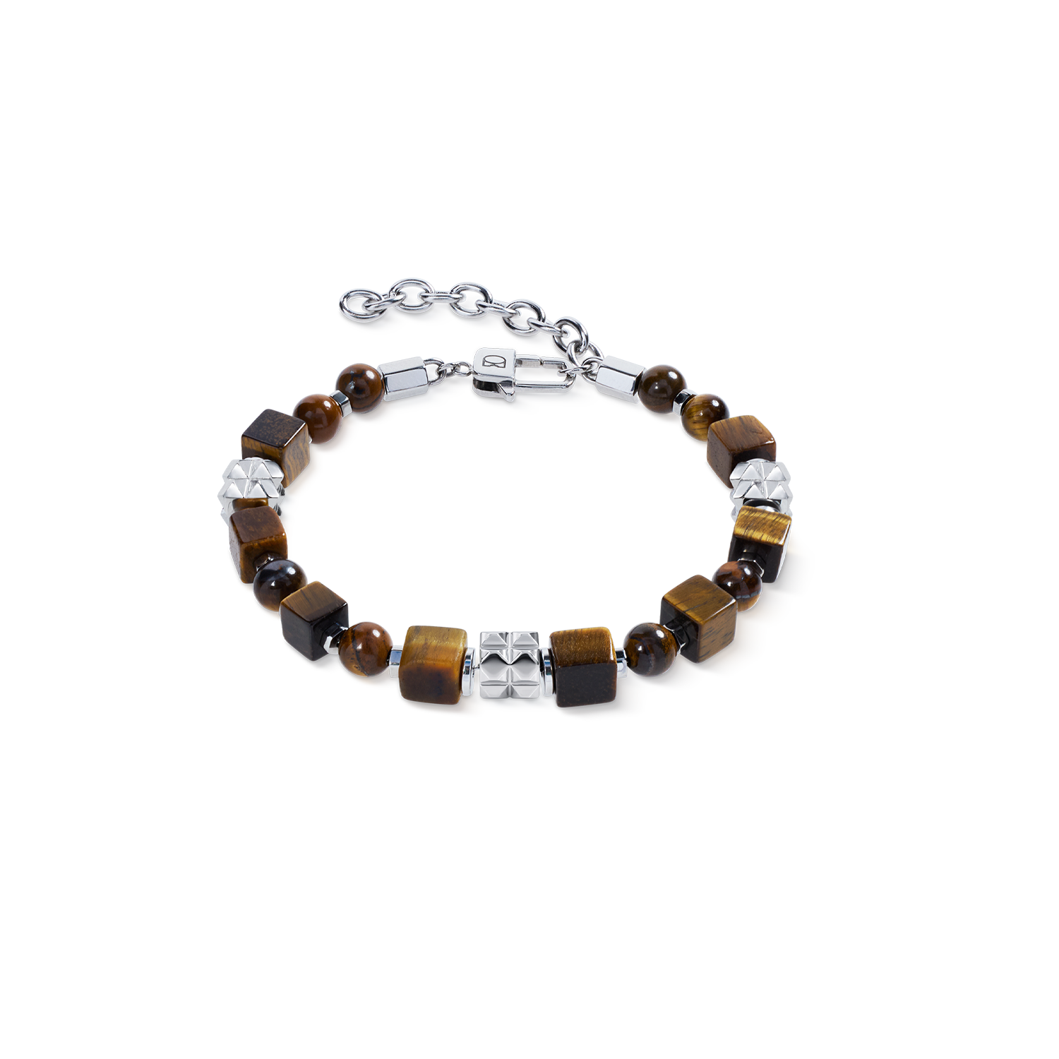 coeur-de-lion-tigerauge-armband-cubes-und-kugeln-mit-spikes-edelstahl image 1