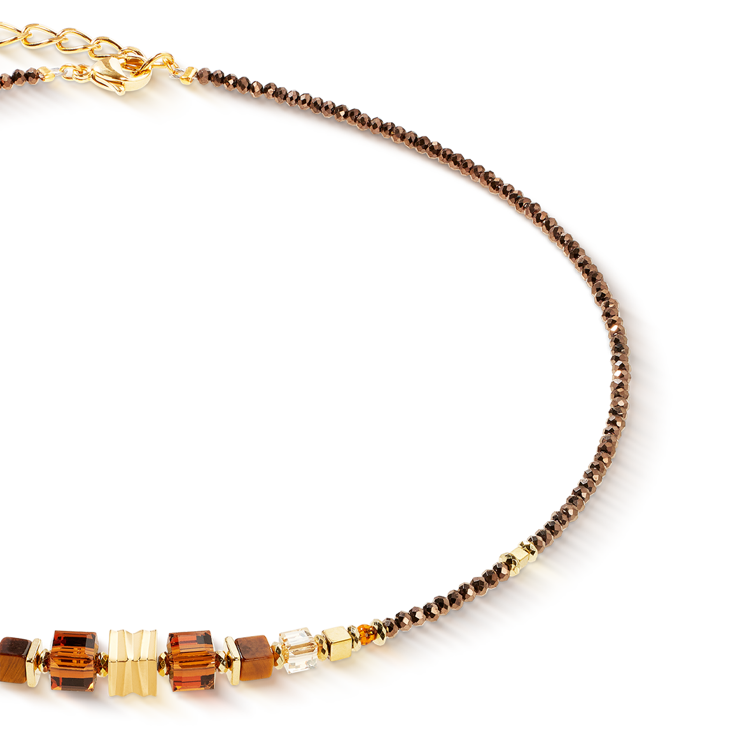 coeur-de-lion-geocube-halskette-wave-cube-flow-gold-braun image 2