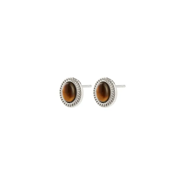 pilgrim-between-ohrstecker-versilbert-tigerauge-braun image 1