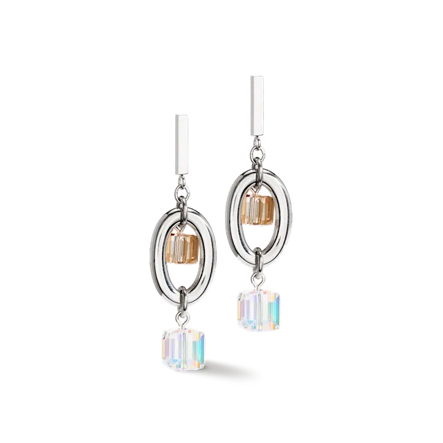coeur-de-lion-geocube-statement-ohrringe-chunky-chain-multiwear-grau-beige image 1