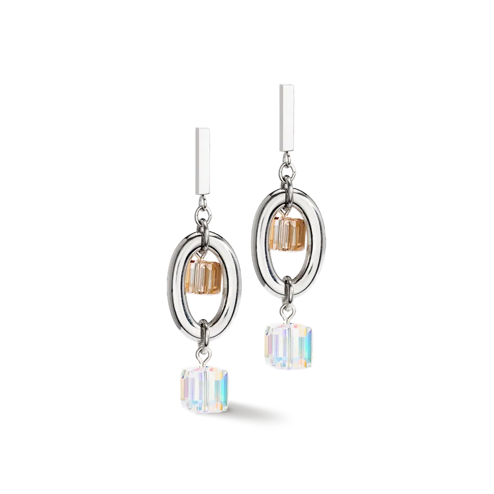 coeur-de-lion-geocube-statement-ohrringe-chunky-chain-multiwear-grau-beige image 1