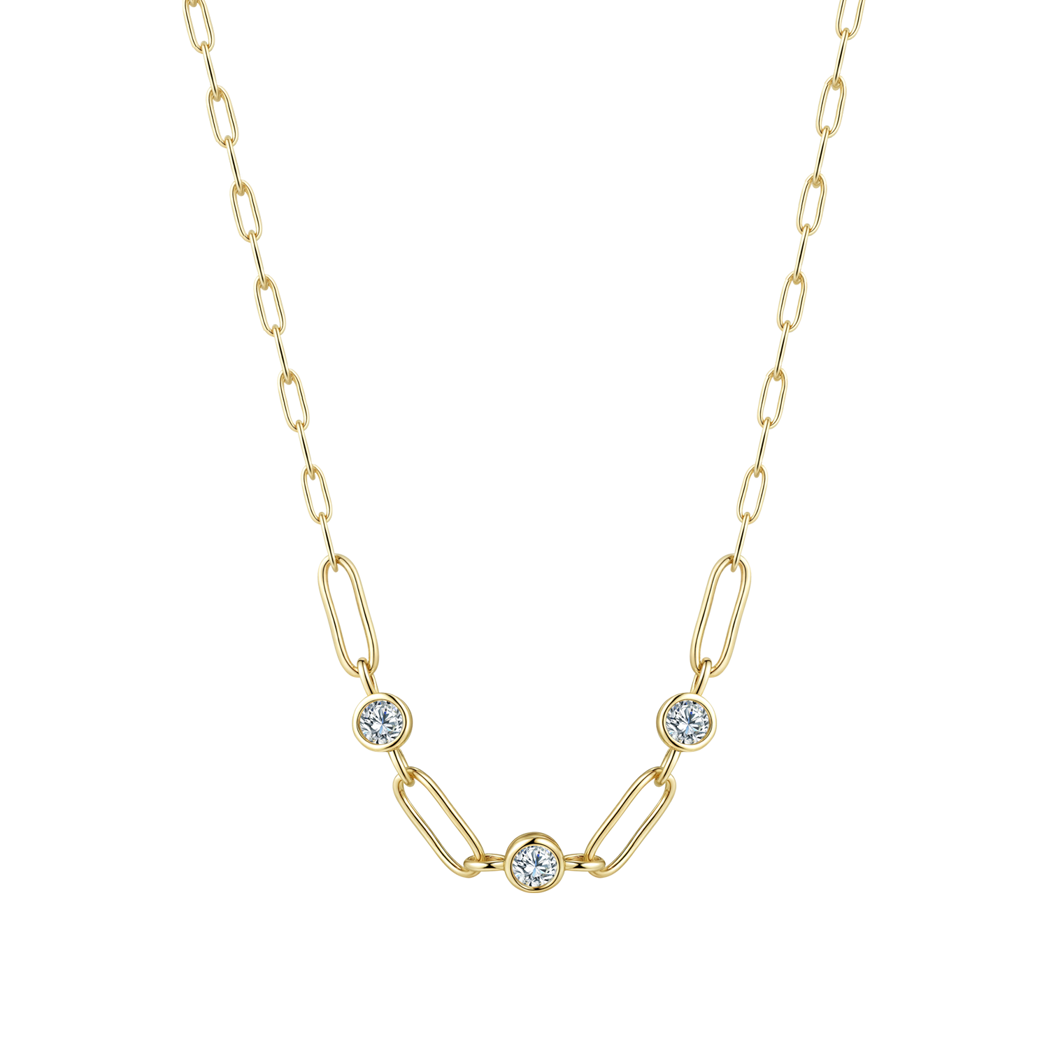 xenox-linked-halskette-925-sterlingsilber-rhodiniert-mit-3-zirkonia image 2