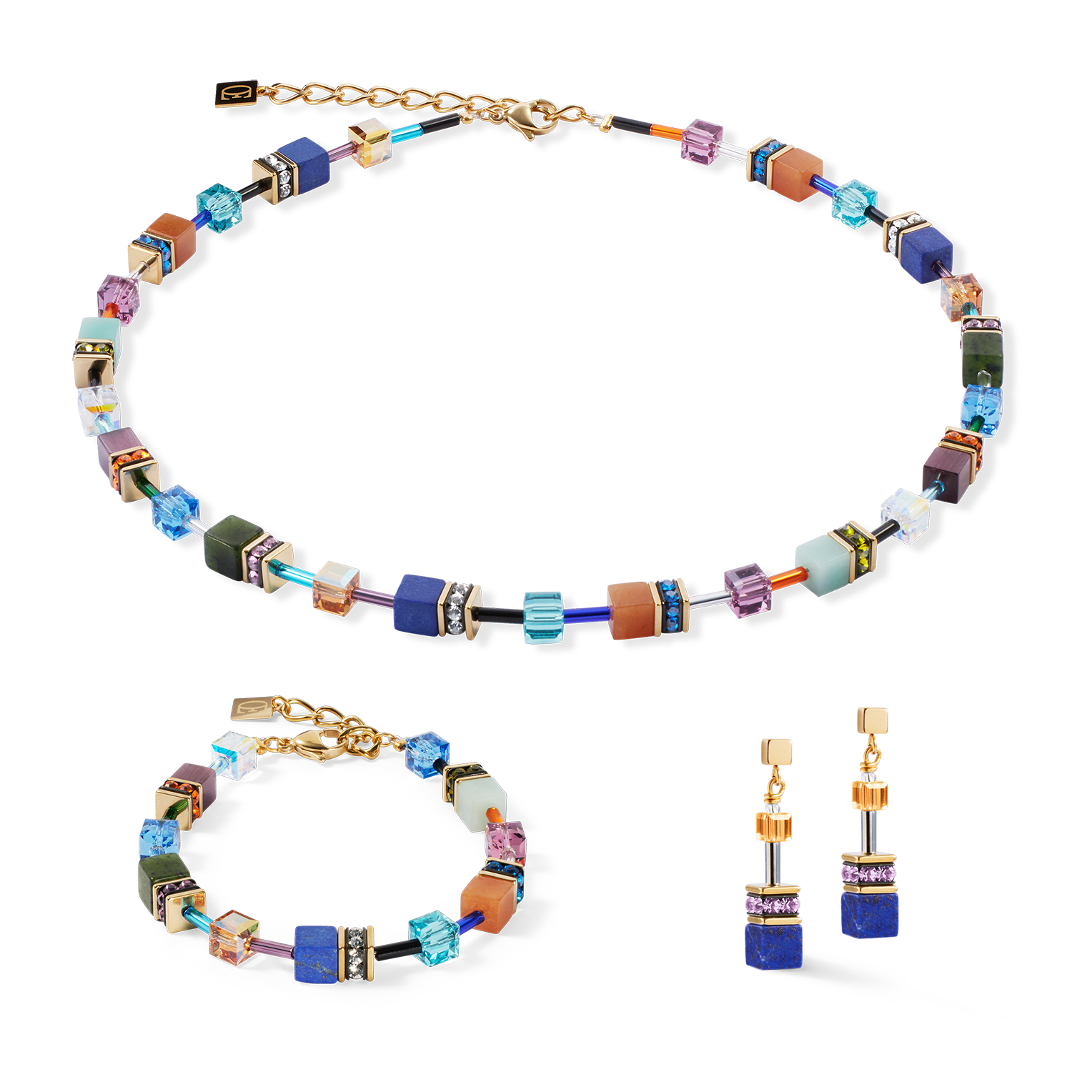 coeur-de-lion-geocube-iconic-precious-halskette-multicolor-motion-gold image 3