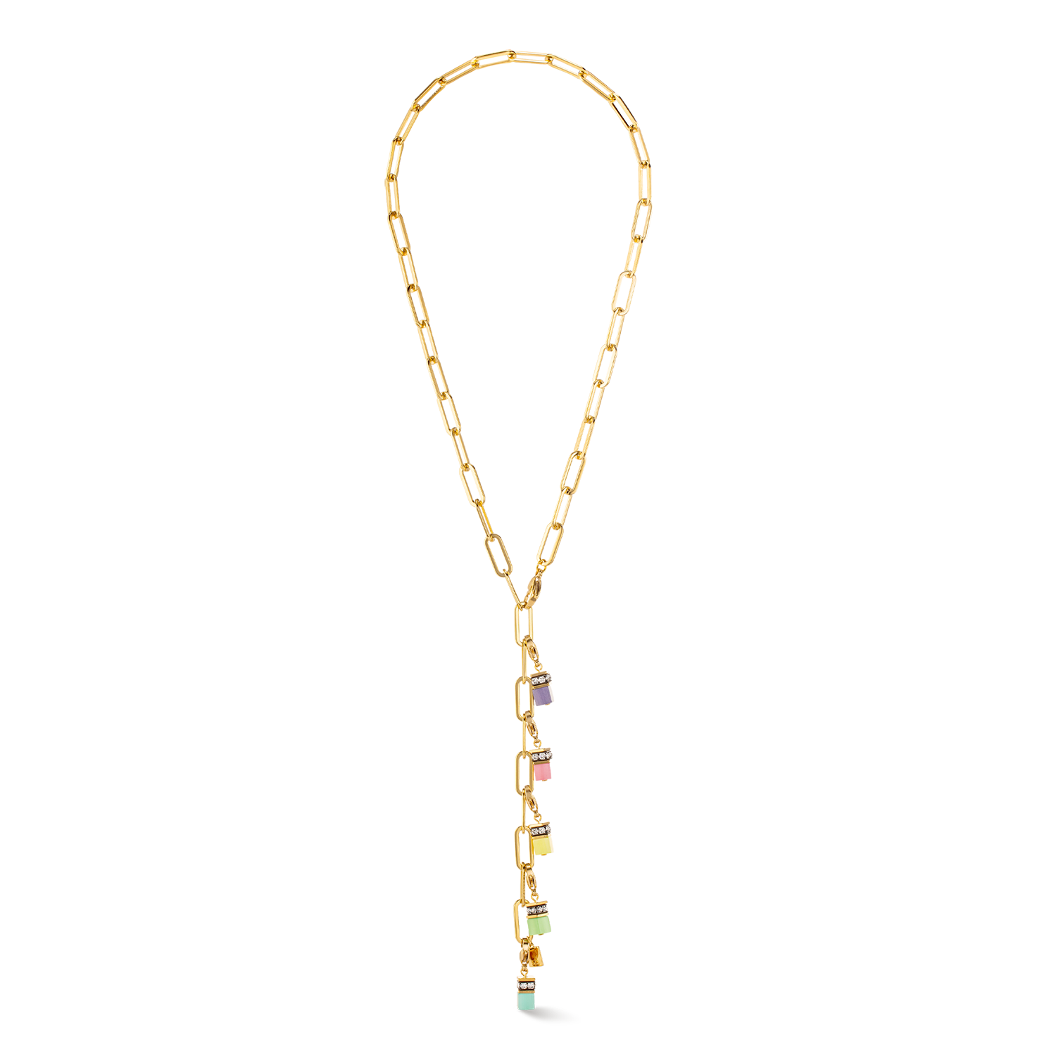 coeur-de-lion-halskette-happy-iconic-cube-charms-gold-pastell-45-58-cm image 1
