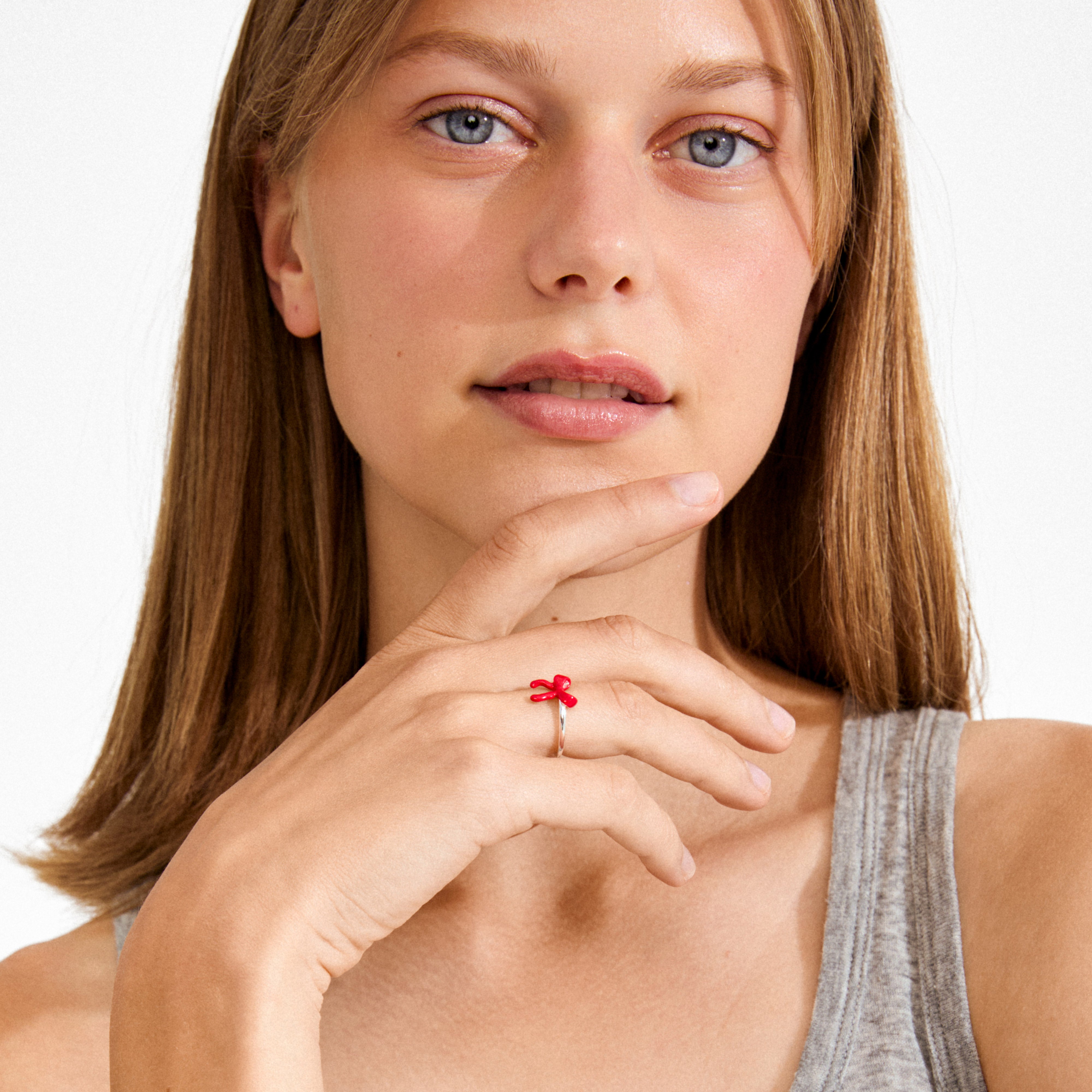 pilgrim-sigrun-ring-schleife-versilbert-rot-verstellbar image 2
