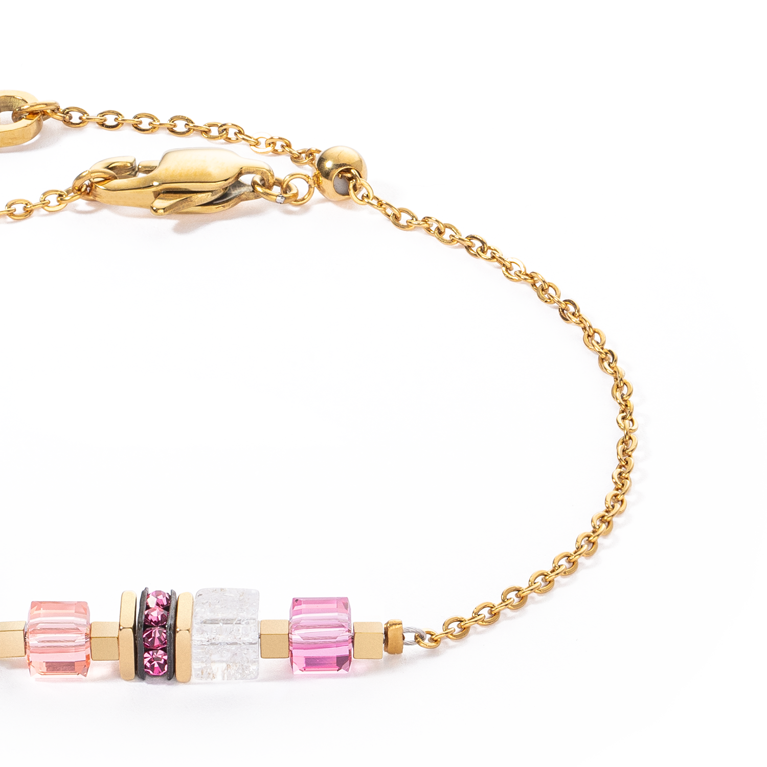 coeur-de-lion-mini-cubes-chain-armband-gold-rosa image 2