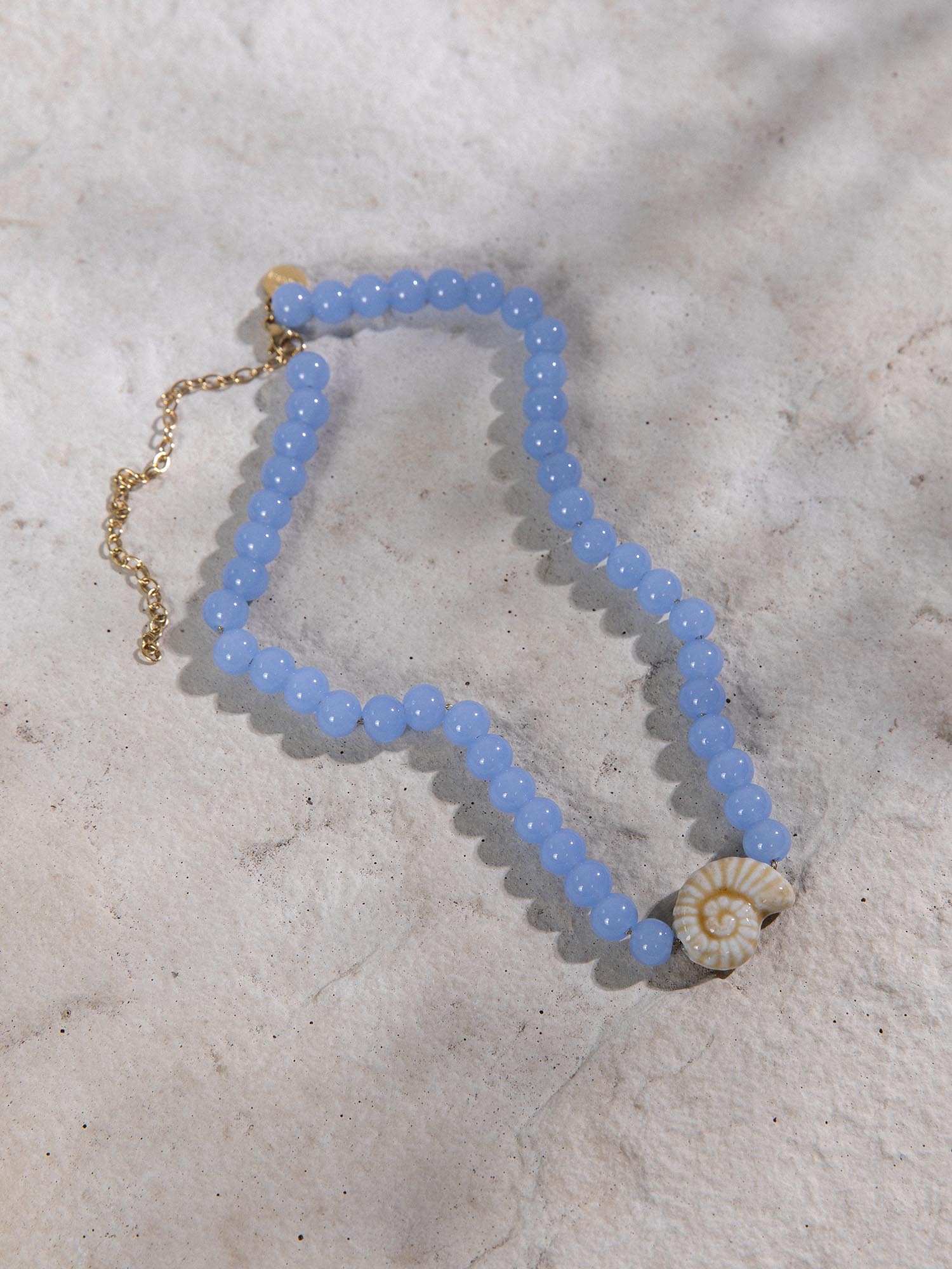 purelei-blue-lagoon-kette-glasperlen-mit-muschel-anh-nger image 2