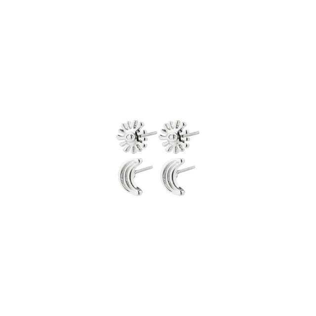 pilgrim-misha-ohrstecker-2-in-1-set-versilbert-sonne-mond image 1