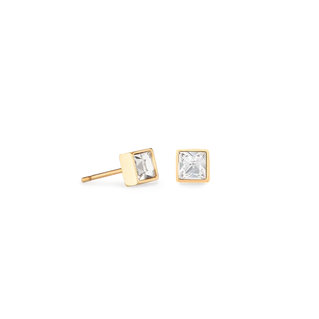 coeur-de-lion-brilliant-square-small-ohrringe-gold-kristall-ohrstecker-edelstahl image 1