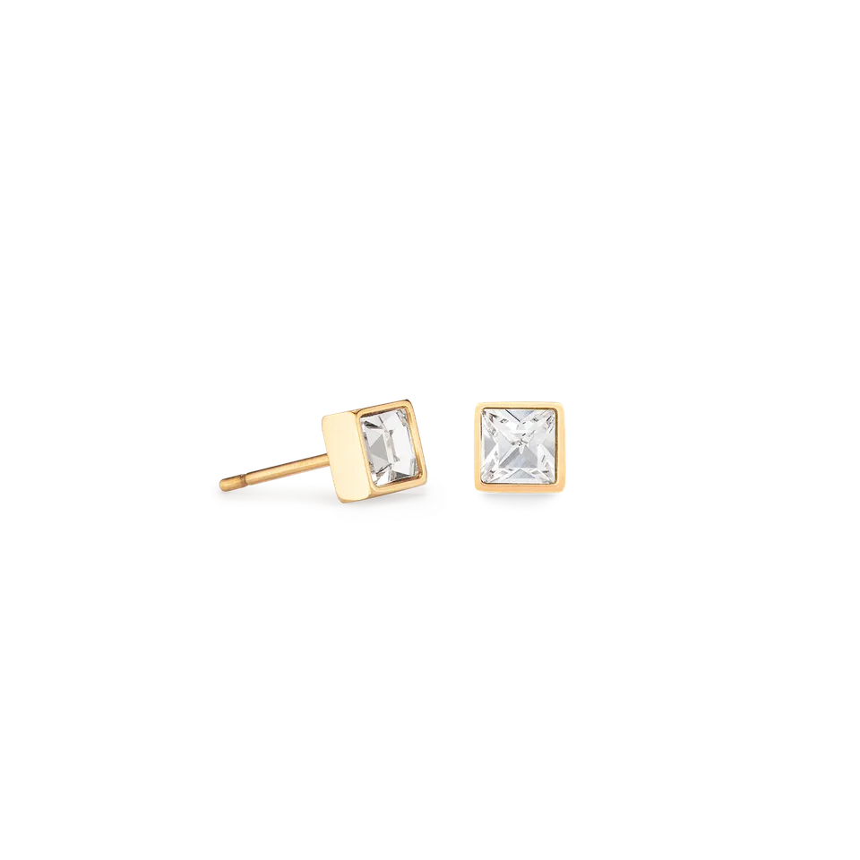 coeur-de-lion-brilliant-square-small-ohrringe-gold-kristall-ohrstecker-edelstahl image 1